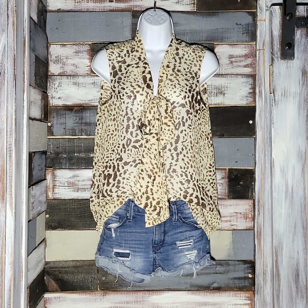 Mark. Animal Print Tie Infront Button Up Tanktop